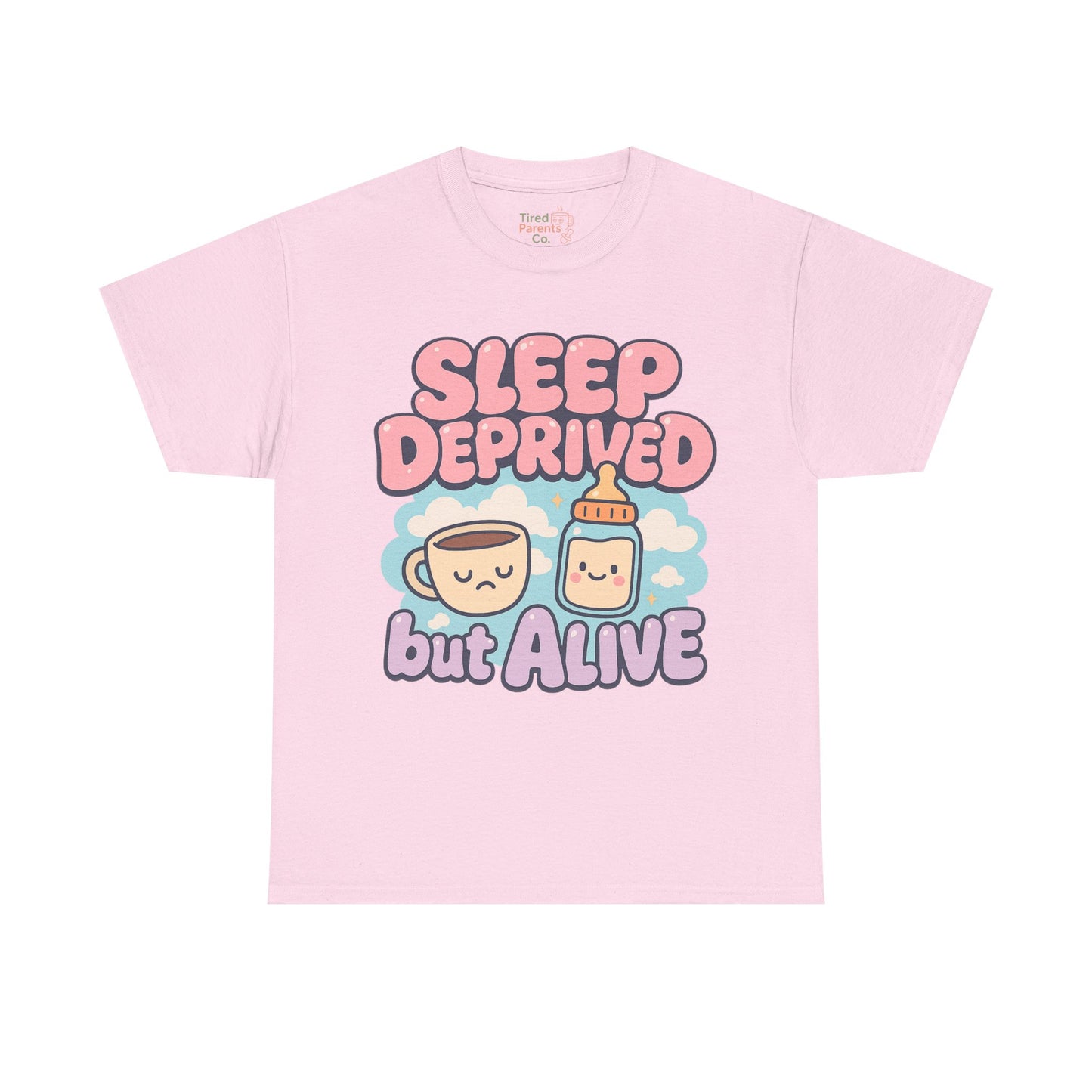 Sleep Deprived But Alive – Kawaii Mom Life Tee ☕💤✨