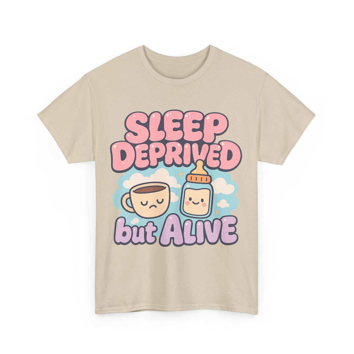 Sleep Deprived But Alive – Kawaii Mom Life Tee ☕💤✨
