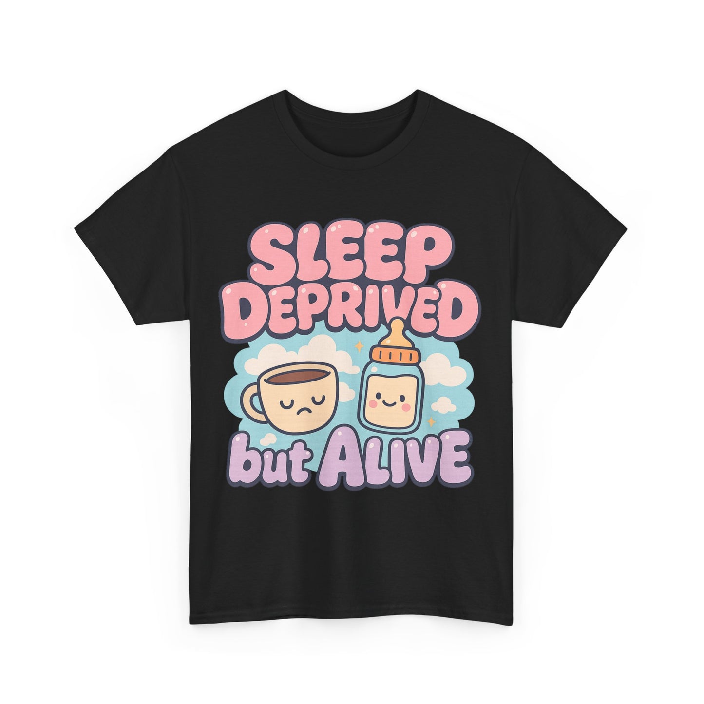 Sleep Deprived But Alive – Kawaii Mom Life Tee ☕💤✨