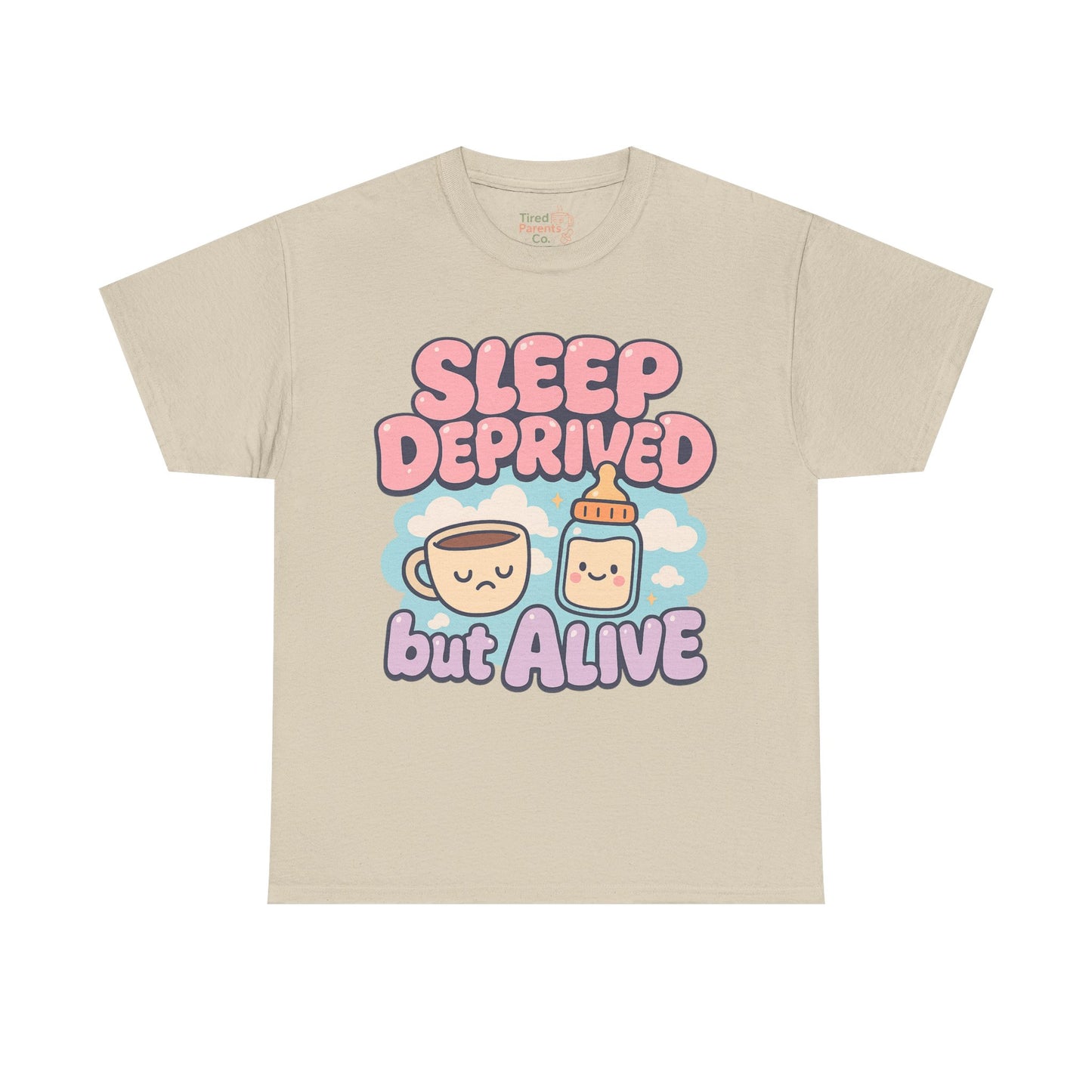 Sleep Deprived But Alive – Kawaii Mom Life Tee ☕💤✨