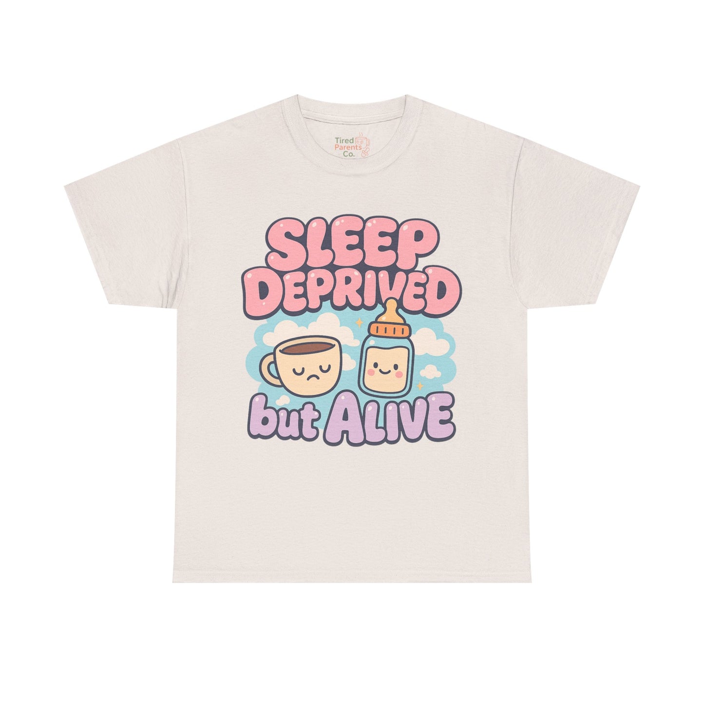 Sleep Deprived But Alive – Kawaii Mom Life Tee ☕💤✨