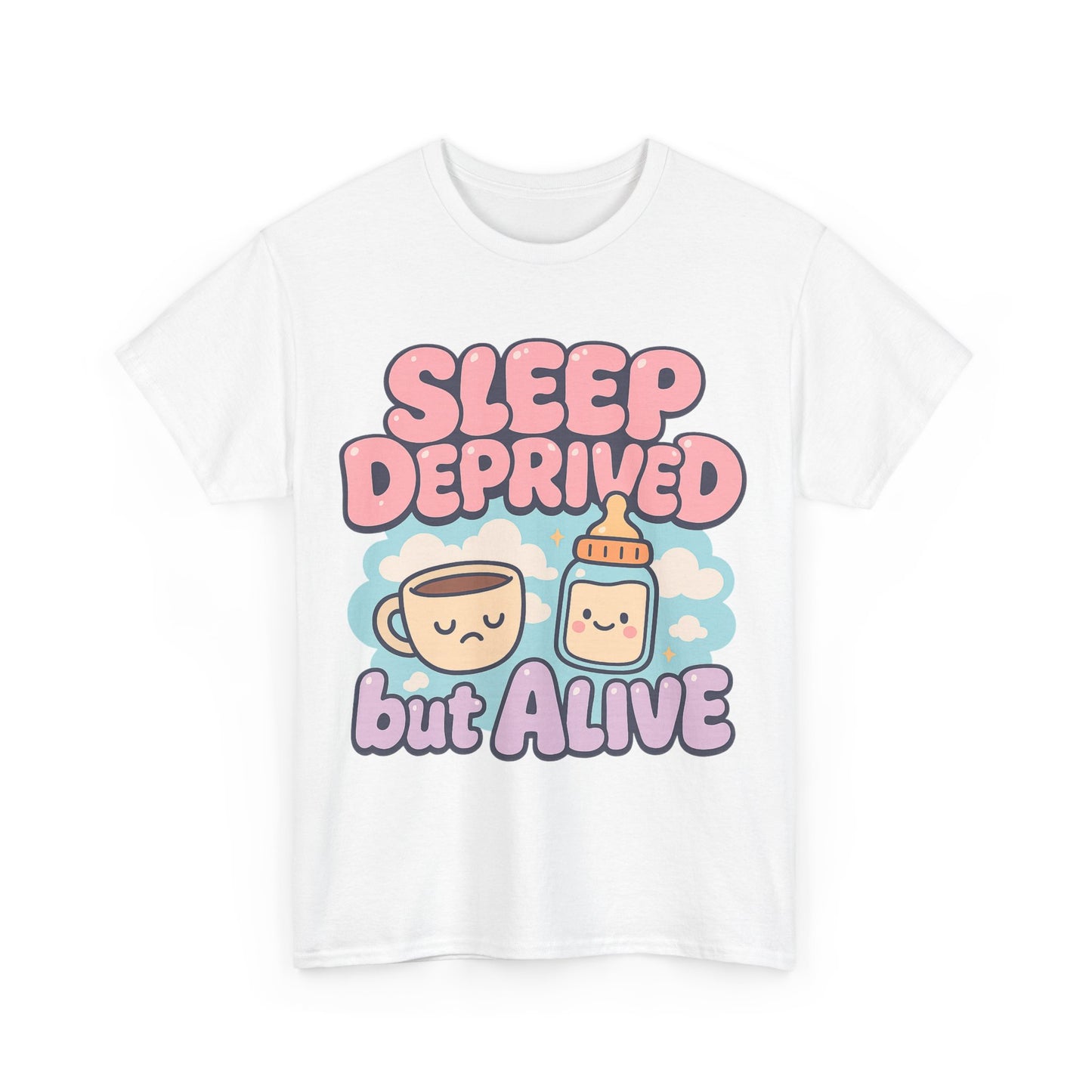 Sleep Deprived But Alive – Kawaii Mom Life Tee ☕💤✨