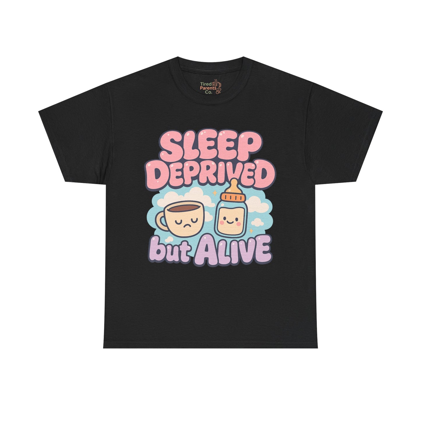 Sleep Deprived But Alive – Kawaii Mom Life Tee ☕💤✨