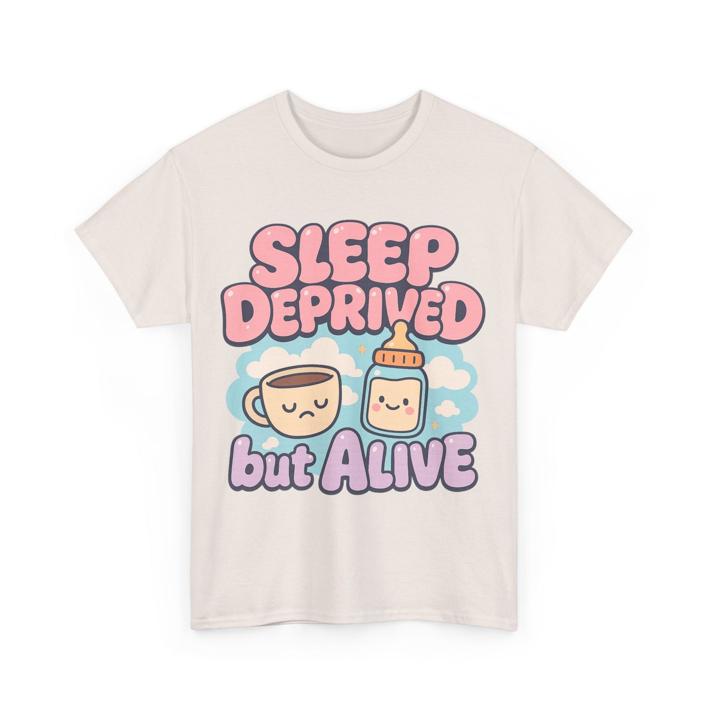 Sleep Deprived But Alive – Kawaii Mom Life Tee ☕💤✨
